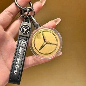 18K Gold Car Key Chain with Mercedes-Benz & Benz Logos - Premium Car Accessories